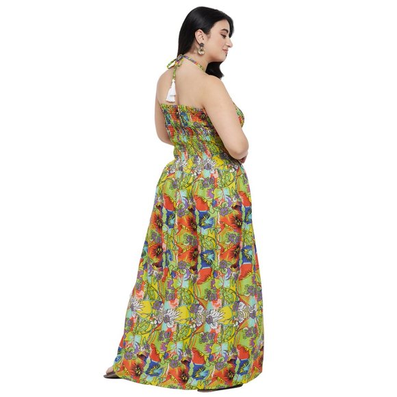 Floral Print Multicolor Polyester Tube Dress for Women - Picture 6 of 7